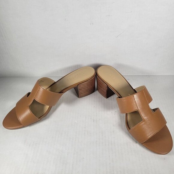 Talbots Women Tilly Nappa Work Casual Tan Leather Block Heel Sandals Size 9M - Picture 5 of 6
